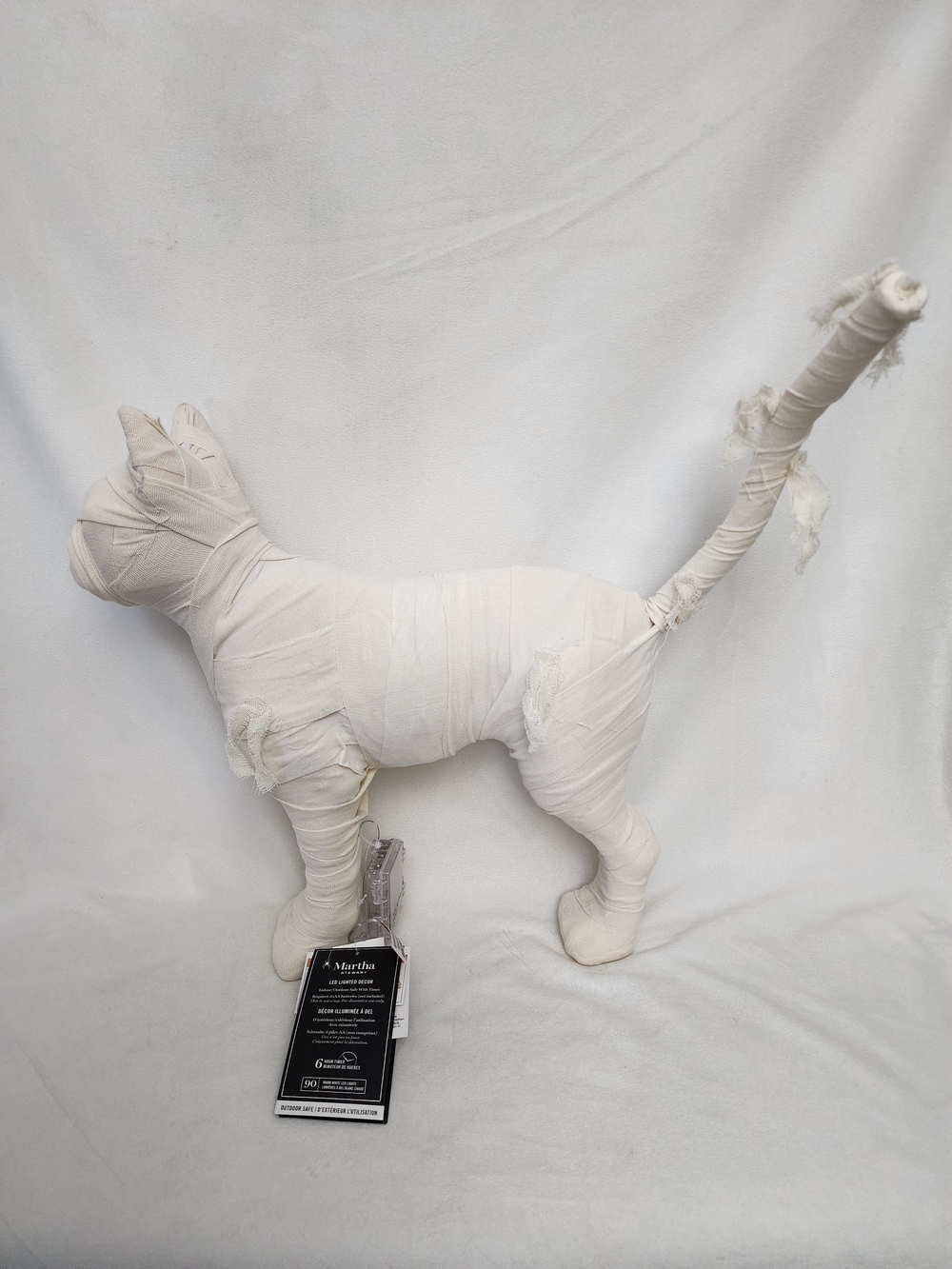 Halloween Cat Mummy Warm White LED Lighted Decor 24" Tall